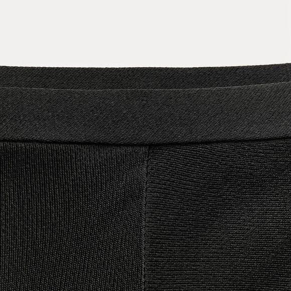 NWT. Zara ZW Collection Black Satin Effect High Waist Flared Midi Skirt. Size S. - Picture 6 of 11